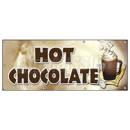 Signmission HOT CHOCOLATE BANNER SIGN cocoa flavor maker signs Swiss B-96 Hot Chocolate